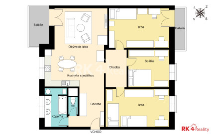 RK4 - NA PREDAJ - priestranný 4 izbový byt - Rezidencia Lesopark