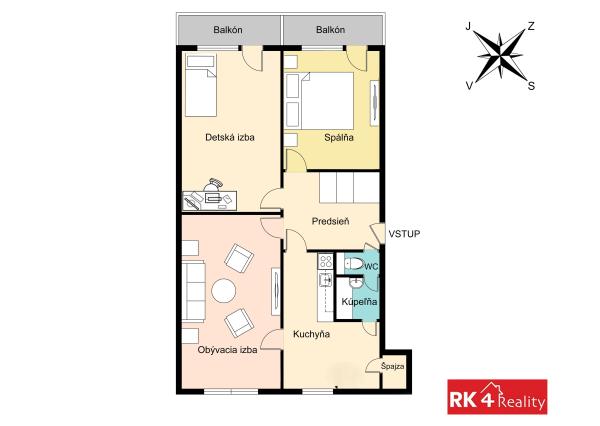 RK4 - PREDANÉ - priestranný 3 izbový byt - skvelá lokalita Vlčince