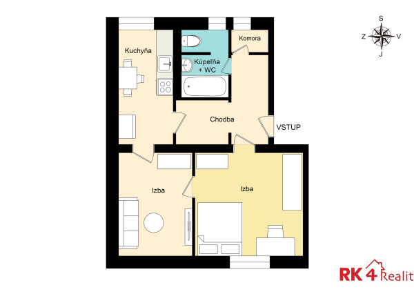 RK4 - REZERVOVANÉ - 2 izbový byt - Bulvár Žilina